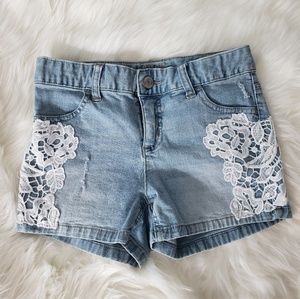 JUSTICE Denim Shorts W/ Lace Girls